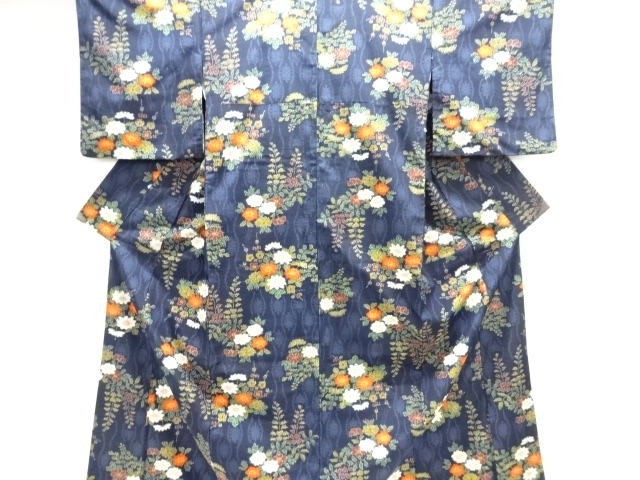 花模様織り出し十日町紬着物